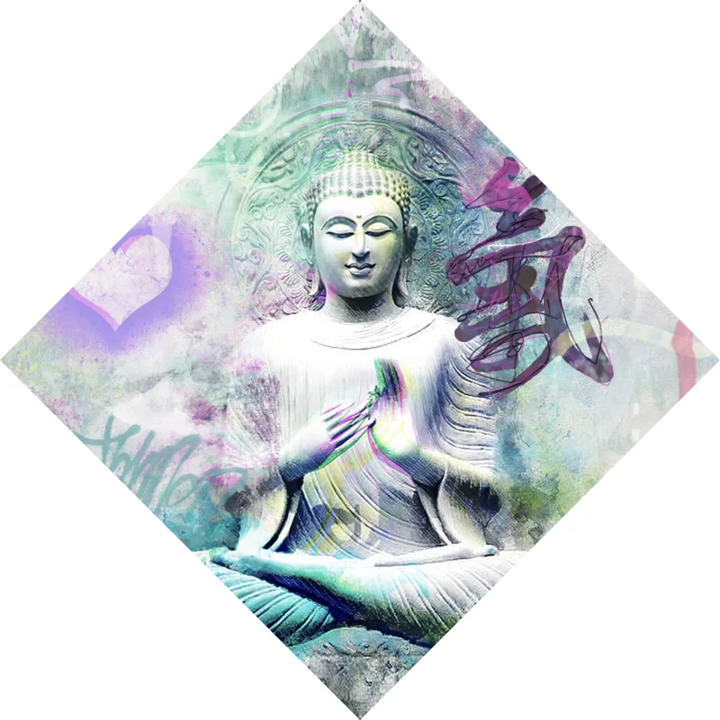 Poster Buddhafigur im Pop Art Stil Raute