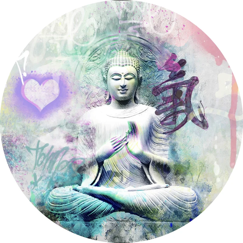 Aluminiumbild Buddhafigur im Pop Art Stil Kreis