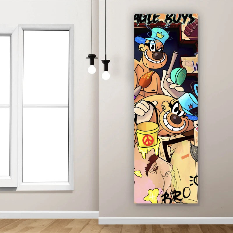 Acrylglasbild Collage Comicfiguren Pop Art Panorama Hoch