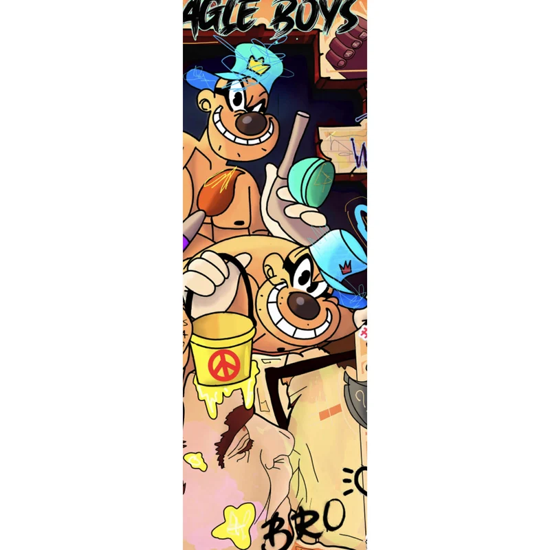 Acrylglasbild Collage Comicfiguren Pop Art Panorama Hoch