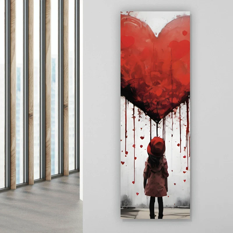 Aluminiumbild gebürstet Mädchen mit Herz Street Art Panorama Hoch