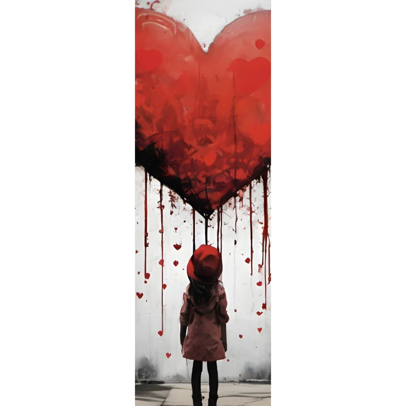Poster Mädchen mit Herz Street Art Panorama Hoch