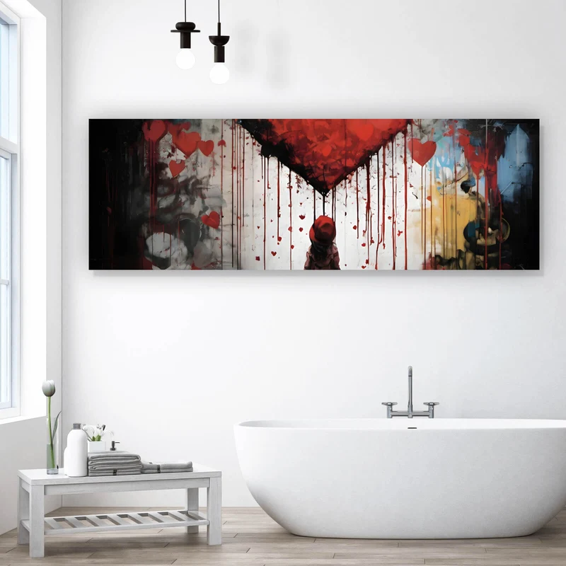Leinwandbild Mädchen mit Herz Street Art Panorama