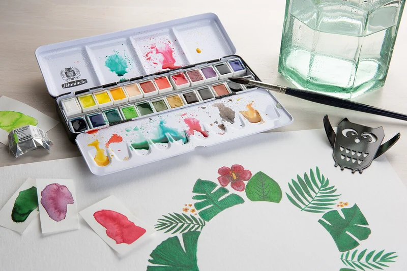 Schmincke AKADEMIE Aquarell scatola in metallo vuota per acquerello, 24 x 1/2 godet