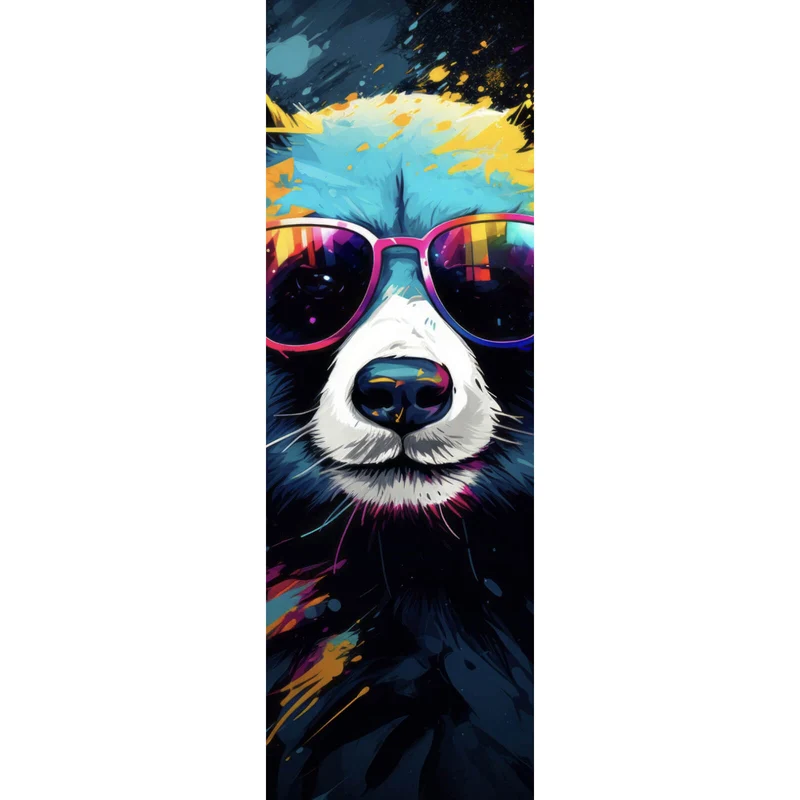 Acrylglasbild Bunter Panda mit Sonnenbrille Street Art Panorama Hoch