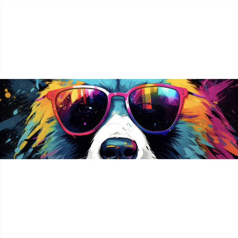 Spannrahmenbild Bunter Panda mit Sonnenbrille Street Art Panorama