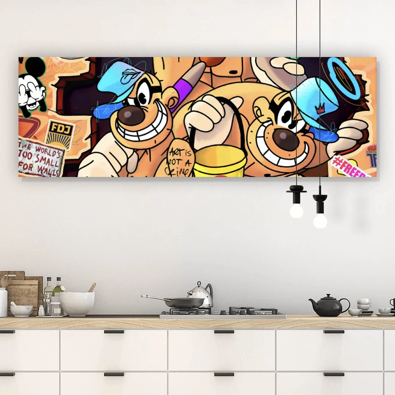 Aluminiumbild Collage Comicfiguren Pop Art Panorama