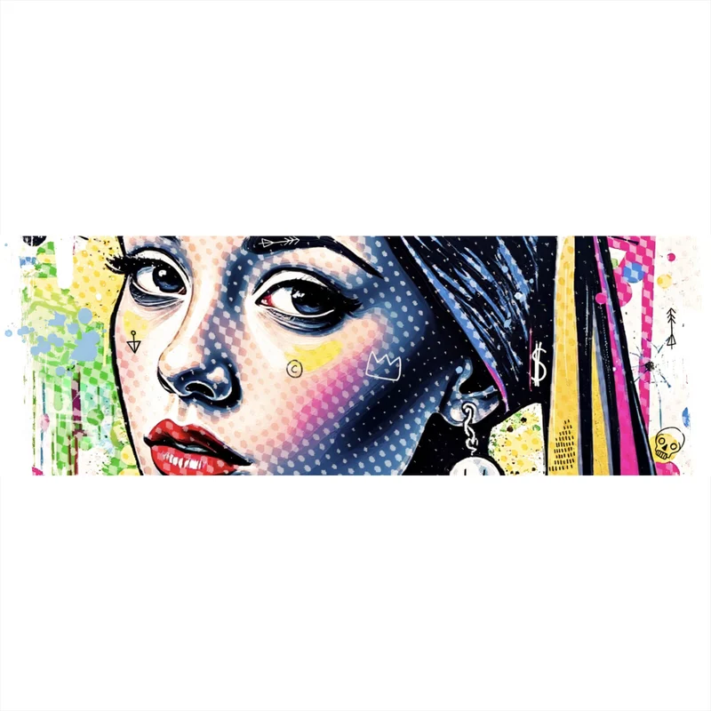 Poster Buntes Frauen Porträt mit grafischen Elementen Urban Panorama