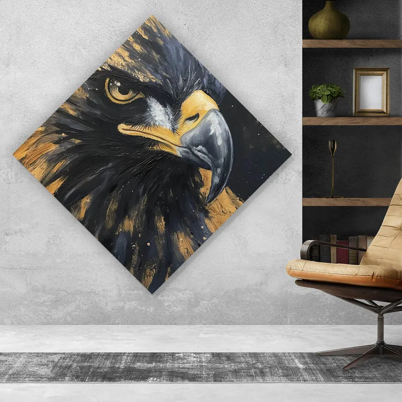 Leinwandbild Abstraktes Portrait eines Raubvogels Raute