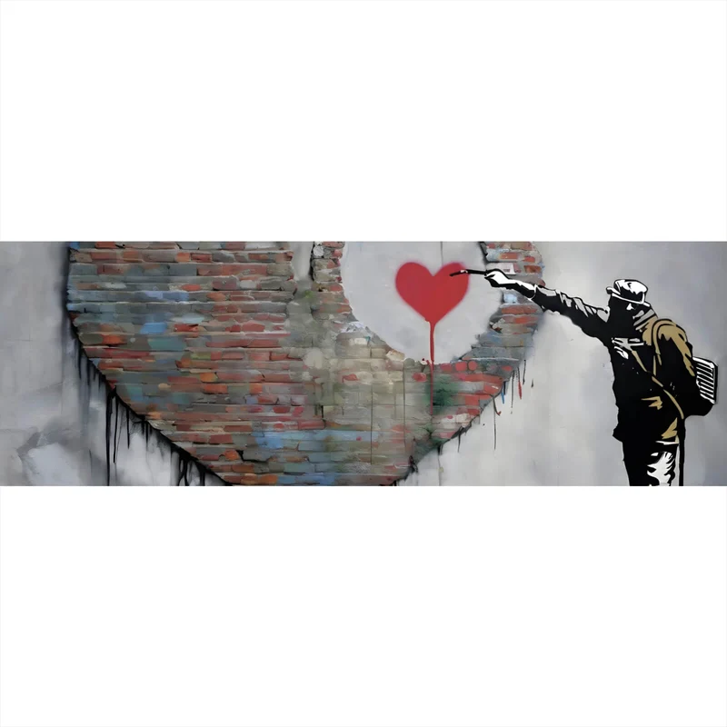 Aluminiumbild gebürstet Banksy großes Herz Street Art Panorama