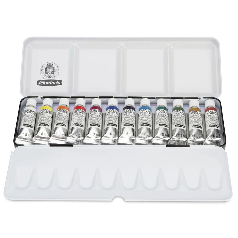 Gvašové farby Schmincke HORADAM v kovovom sete, 12 x 5 ml