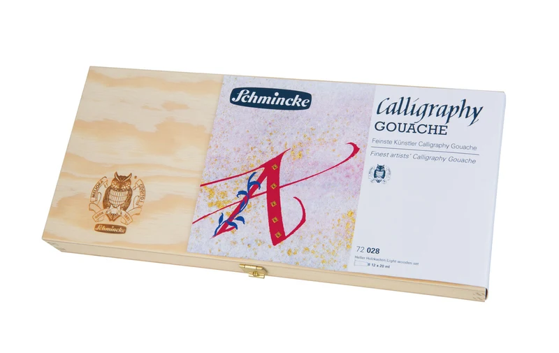 Set di colori a guazzo per calligrafia Schmincke Calligraphy Gouache in cassetta di legno - 12 x 20 ml