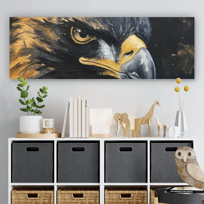 Leinwandbild Abstraktes Portrait eines Raubvogels Panorama