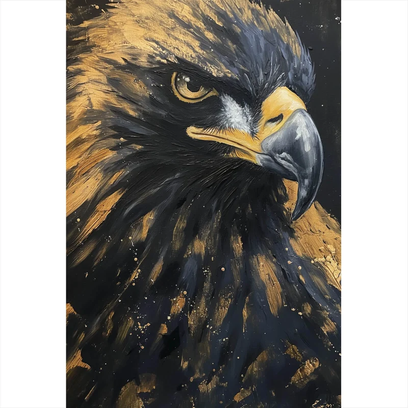 Spannrahmenbild Abstraktes Portrait eines Raubvogels Hochformat