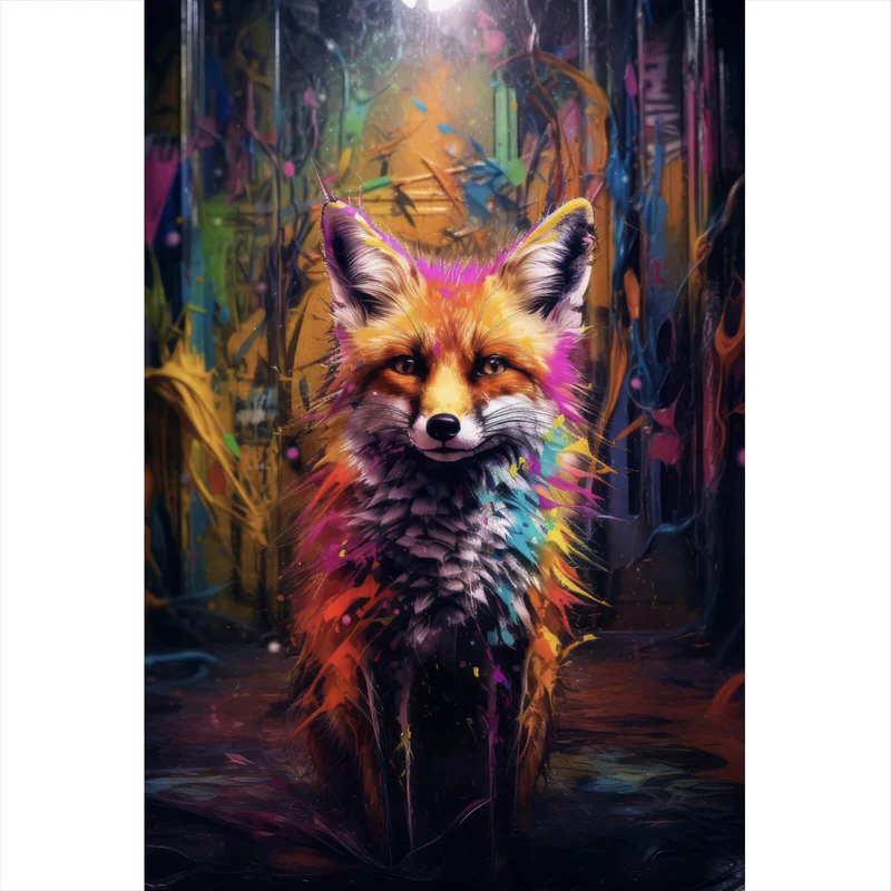 Leinwandbild Bunter Fuchs im Fantasieland Hochformat