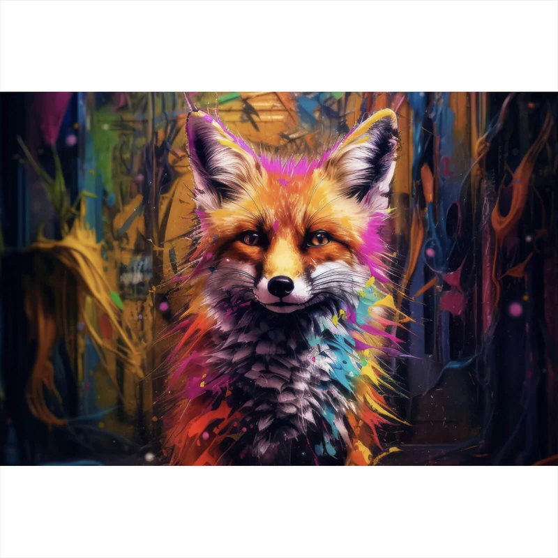 Leinwandbild Bunter Fuchs im Fantasieland Querformat