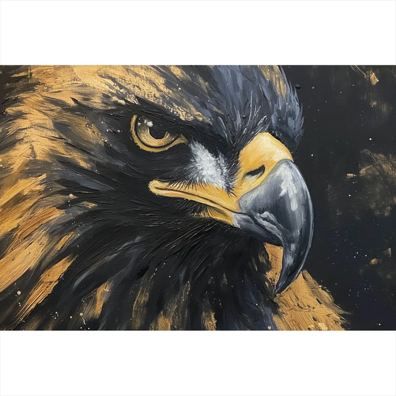 Spannrahmenbild Abstraktes Portrait eines Raubvogels Querformat