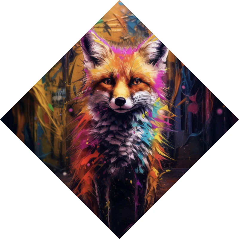 Acrylglasbild Bunter Fuchs im Fantasieland Raute