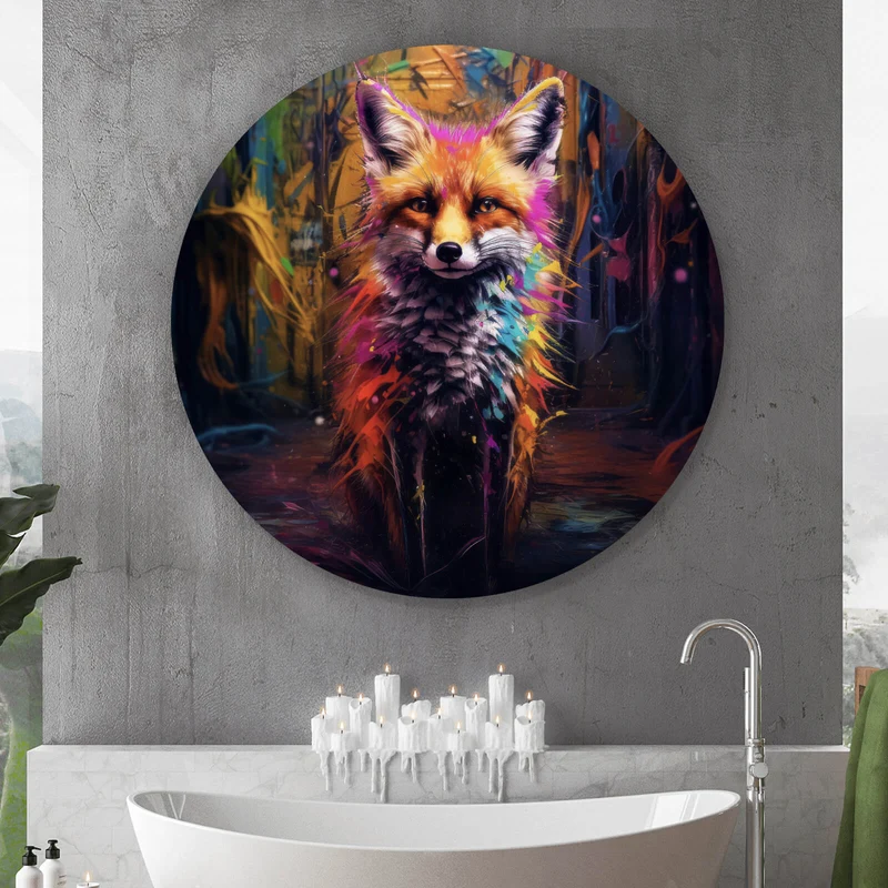 Aluminiumbild gebürstet Bunter Fuchs im Fantasieland Kreis