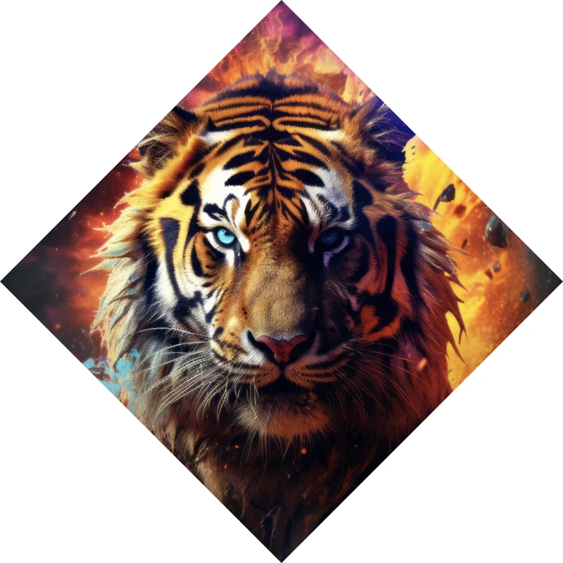 Leinwandbild Tiger Portrait mit dynamischen Hintergrund Raute