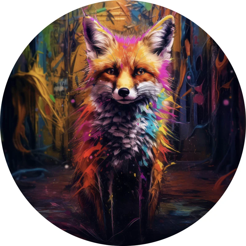 Aluminiumbild Bunter Fuchs im Fantasieland Kreis