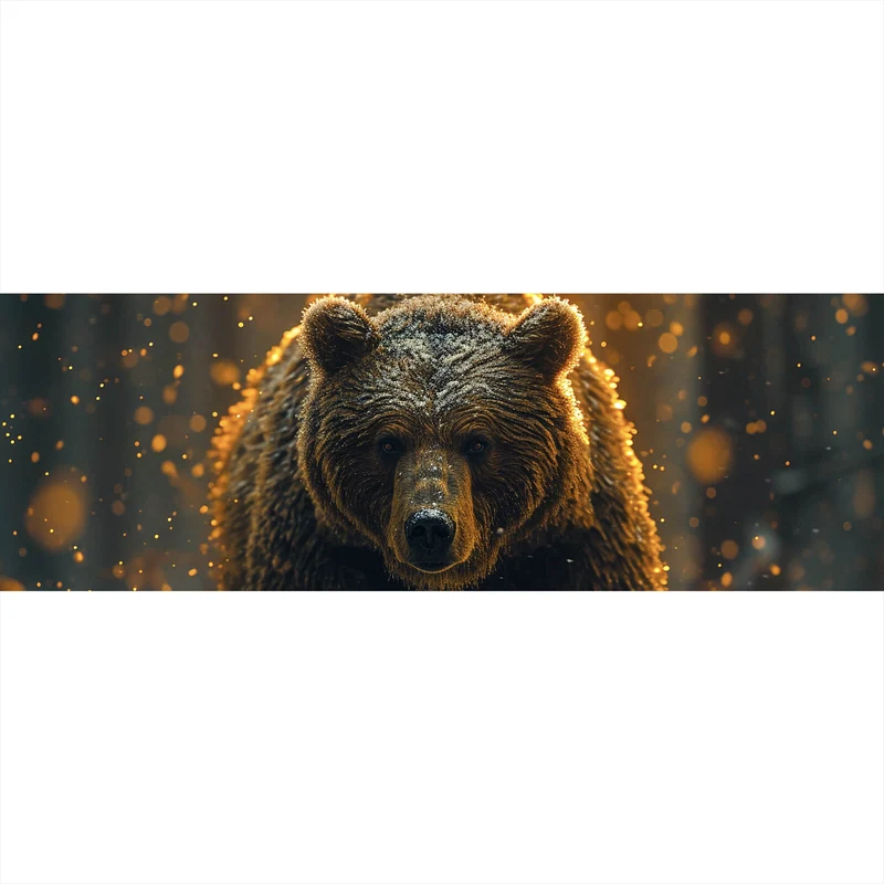 Poster Kraftvoller Bär von Lichtreflexen umgeben Panorama