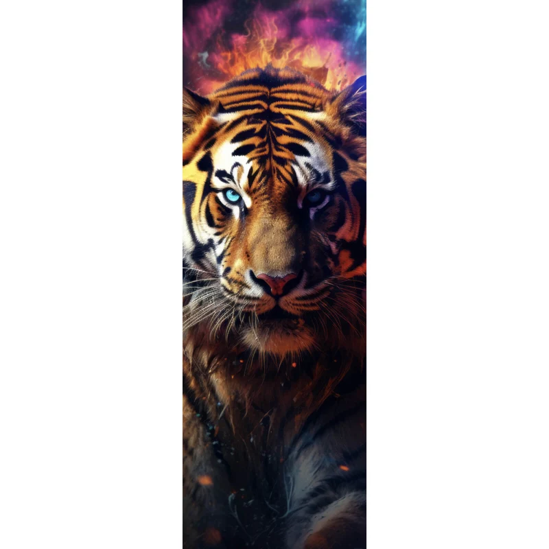Acrylglasbild Tiger Portrait mit dynamischen Hintergrund Panorama Hoch