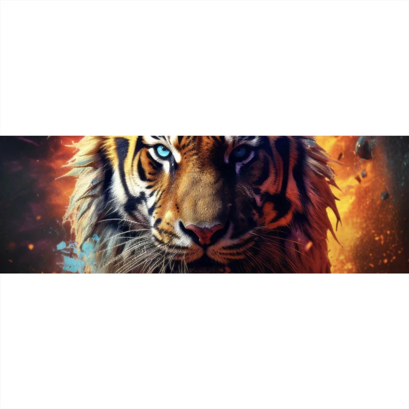 Acrylglasbild Tiger Portrait mit dynamischen Hintergrund Panorama