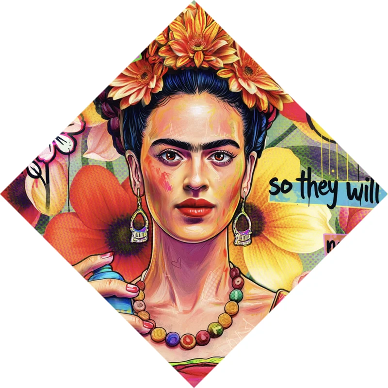 Leinwandbild Frida Flowers Pop Art Raute