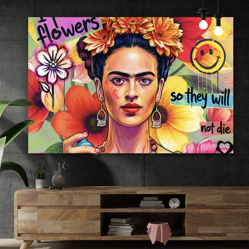 Acrylglasbild Frida Flowers Pop Art Querformat