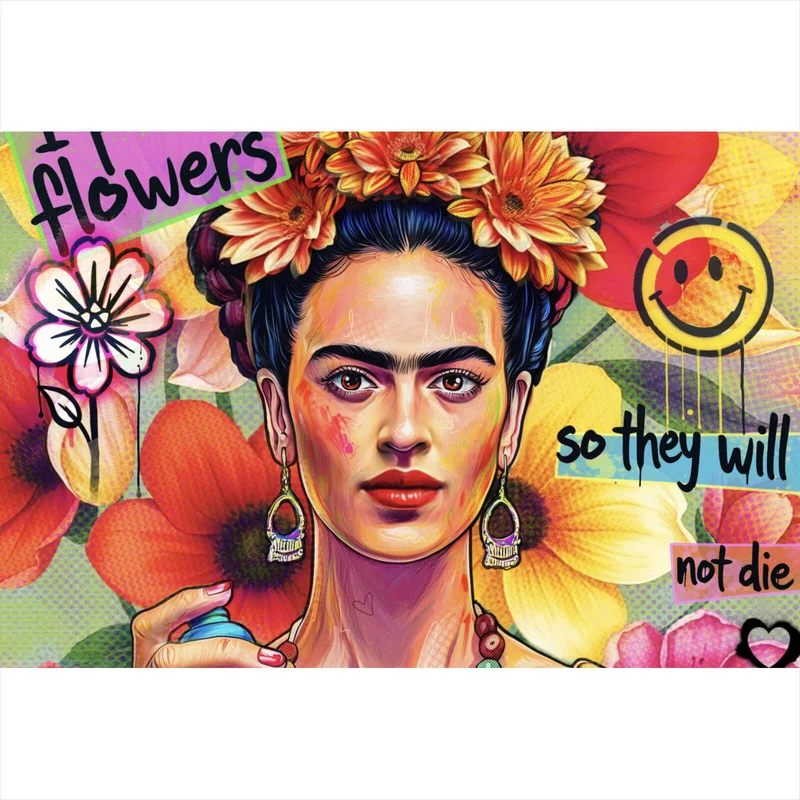 Acrylglasbild Frida Flowers Pop Art Querformat