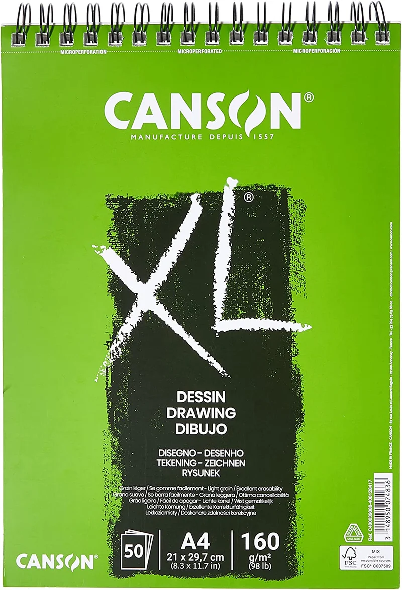 Risalni blok Canson XL Dessin A4 160 g/m² 50 listov spiralna vezava