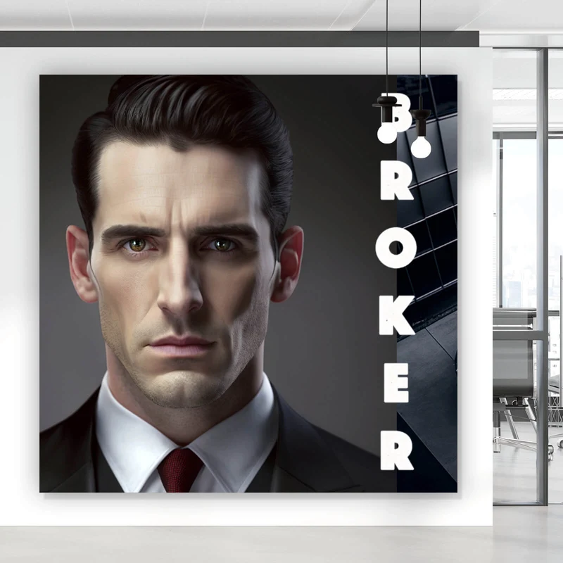 Acrylglasbild Eleganter Mann und Sportwagen vor moderner Architektur Quadrat