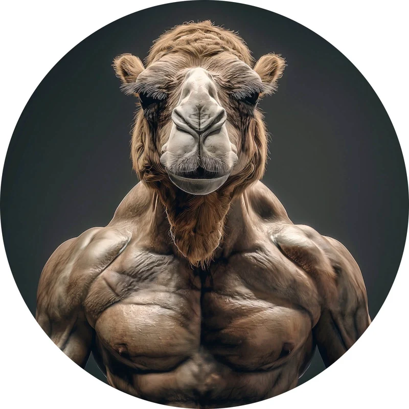 Aluminiumbild gebürstet Muskelbepacktes Kamel mit beeindruckender Statur Kreis