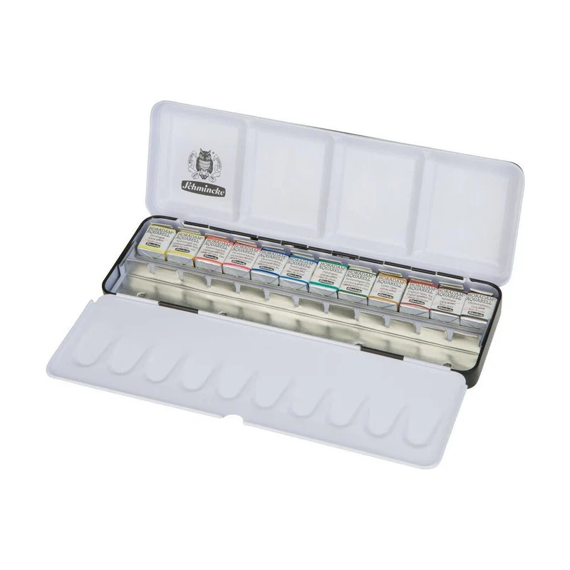 Kovinski akvarelni set Schmincke HORADAM, 12 x 1/2 posodice z dodatnim prostorom