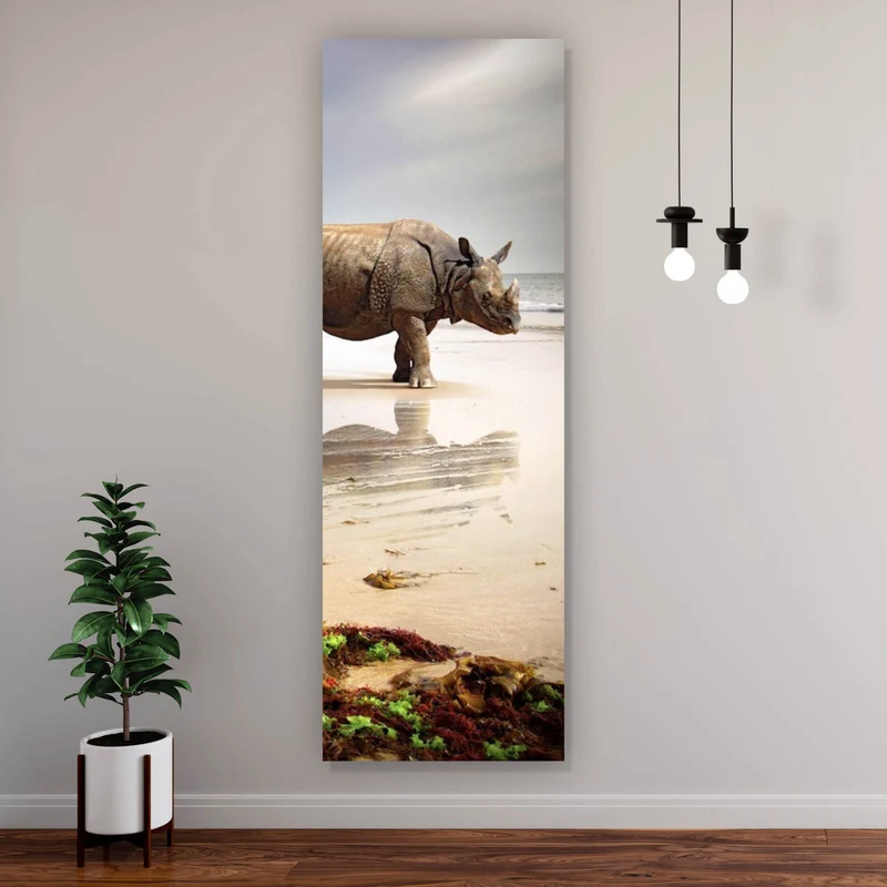 Leinwandbild Nashorn an der Küste Panorama Hoch