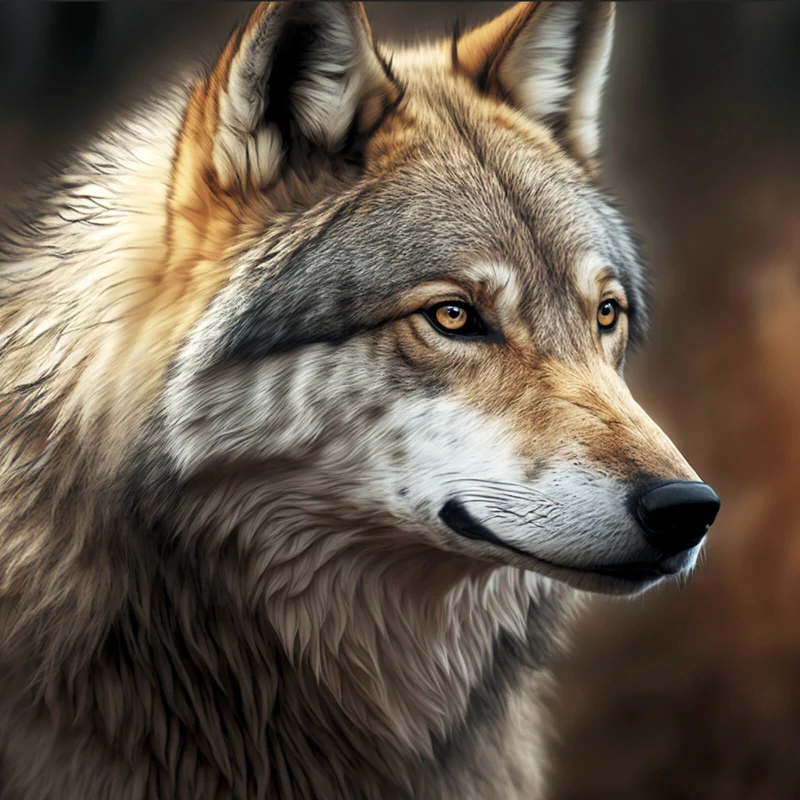 Poster Portrait eines ausdrucksstarken Wolfes Quadrat