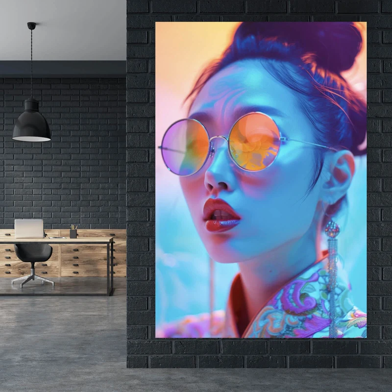Poster Cooles asiatisches Frauenportrait Hochformat