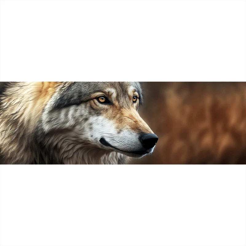 Aluminiumbild Portrait eines ausdrucksstarken Wolfes Panorama
