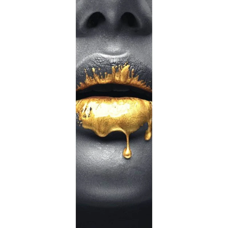 Acrylglasbild Goldene Lippen Panorama Hoch