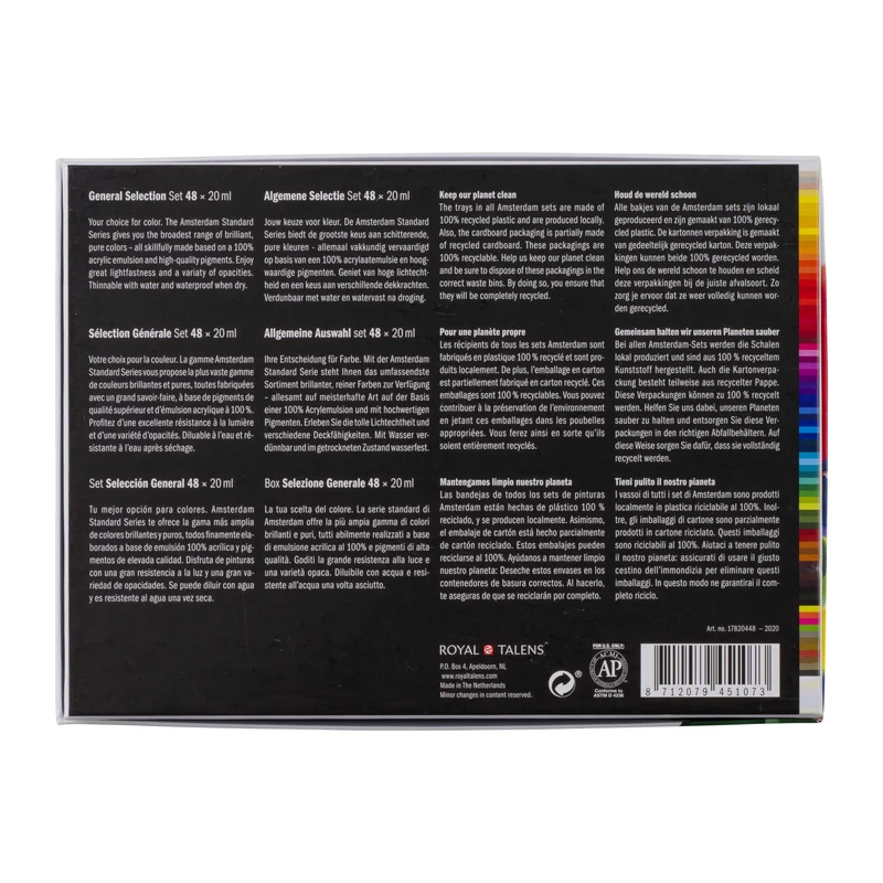 ROYAL TALENS Amsterdam set di colori acrilici General Selection 48 x 20 ml