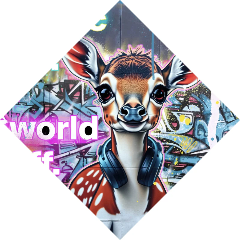 Aluminiumbild Musik on Bambi Street Art Raute