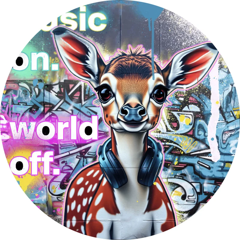 Aluminiumbild gebürstet Musik on Bambi Street Art Kreis