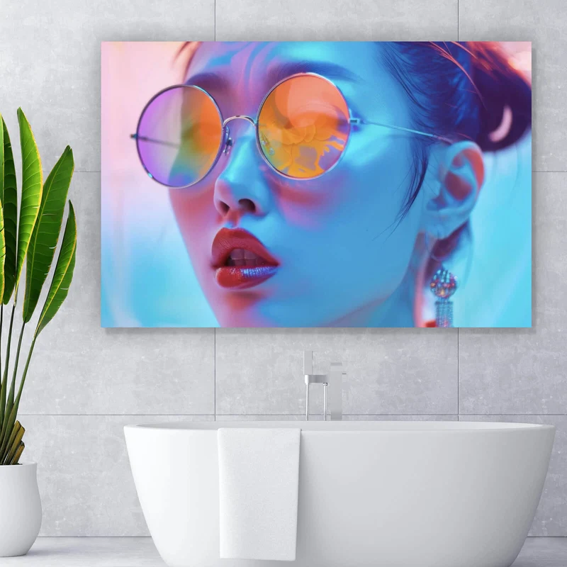 Aluminiumbild gebürstet Cooles asiatisches Frauenportrait Querformat