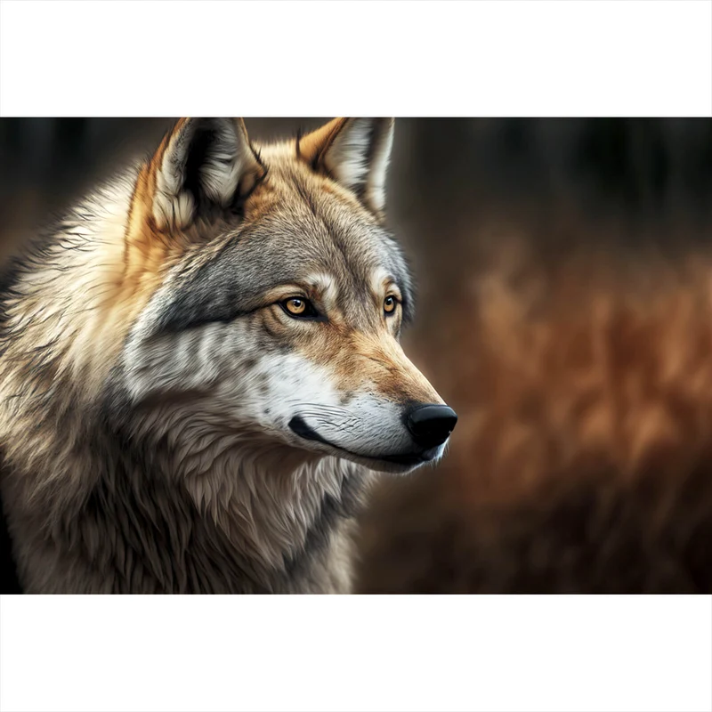 Poster Portrait eines ausdrucksstarken Wolfes Querformat