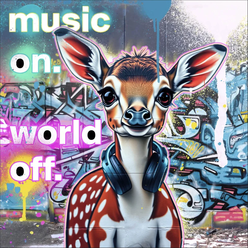 Leinwandbild Musik on Bambi Street Art Quadrat