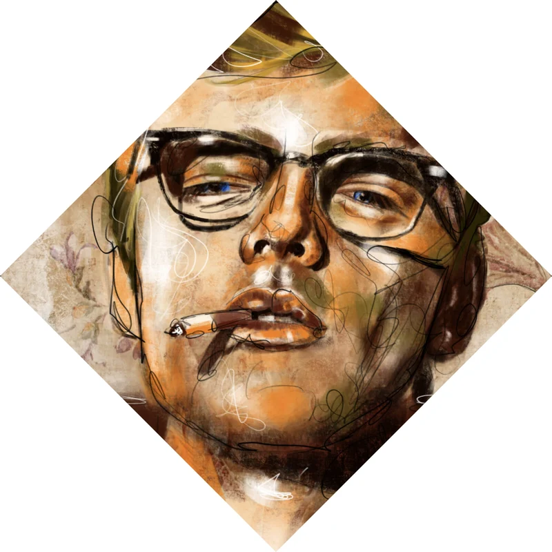 Aluminiumbild gebürstet Abstraktes Portrait James Dean Raute