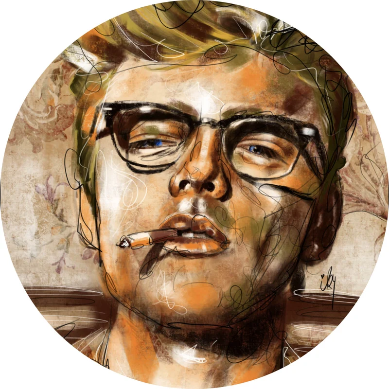 Aluminiumbild gebürstet Abstraktes Portrait James Dean Kreis