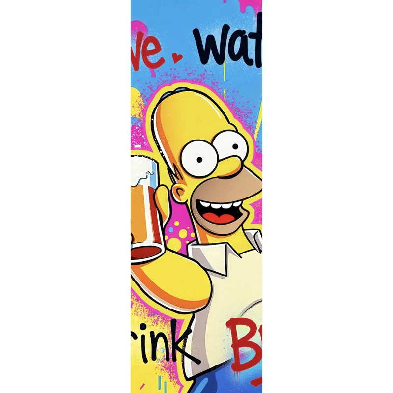 Acrylglasbild Gelbe Comicfigur mit Spruch Save Water Drink Beer No 2 Panorama Hoch