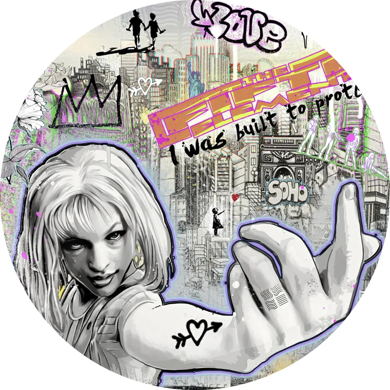 Aluminiumbild 5th Element Pop Art Graffiti Kreis
